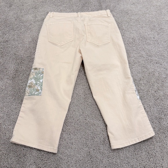 DG2 Diane Gilman Blue Jeans Embroidered Patchwork 10P, High-Rise Crop HSN - Picture 4 of 8